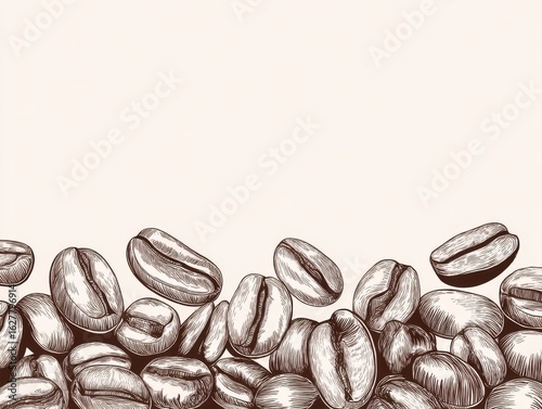 Coffee beans line art minimalist vector