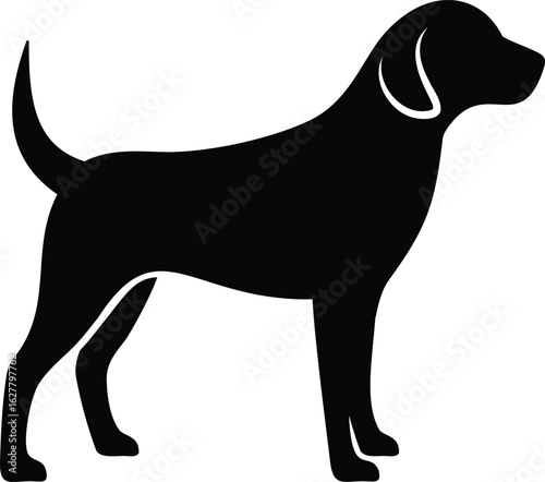 Minimal black dog silhouette icon vector on white background
