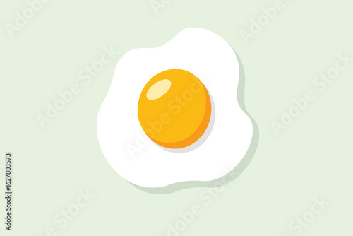 Illustration of Fried Egg on Light Background in Flat Style Design