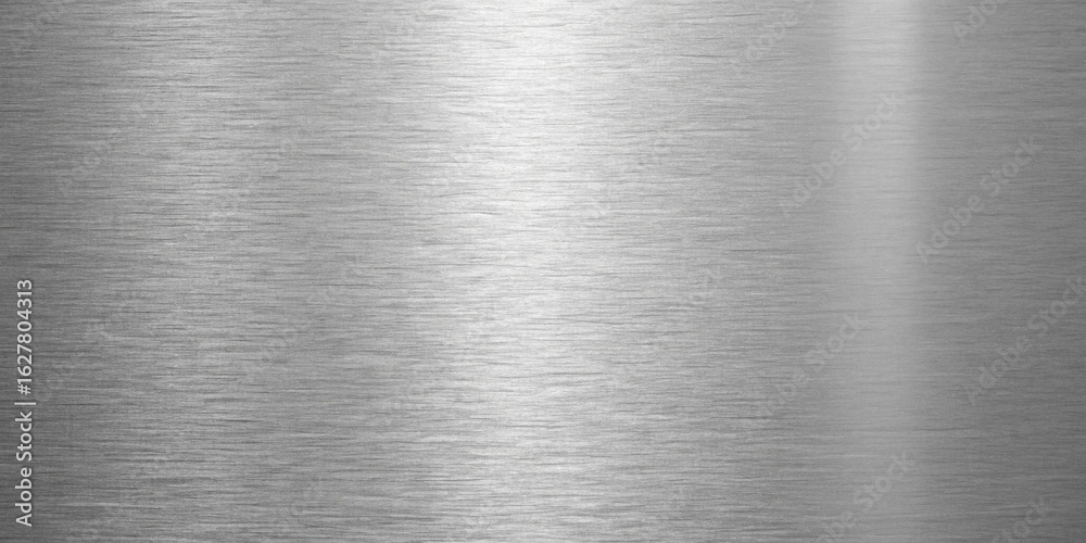 Seamless silver metal texture background with brushed surface, ideal for industrial design, abstract art, or modern graphic template