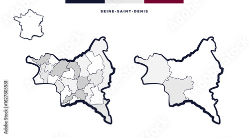 Département et cantons de Seine-Saint-Denis - Île-de-France (France)