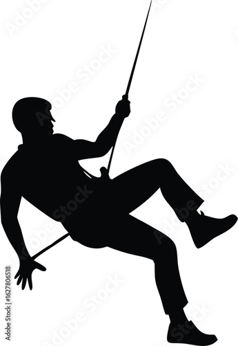 rappelling man vector silhouette
