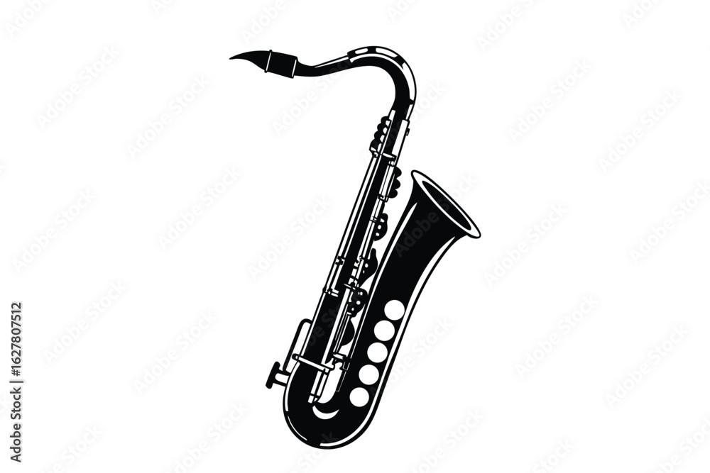 Naklejka premium Black and White Saxophone Illustration Music Instrument Design