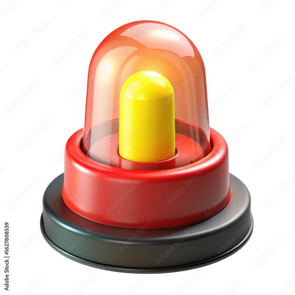 Fototapeta premium 3d red and yellow warning beacon light isolated on transparent background