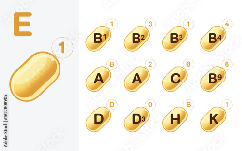 Various vitamin icon and symble