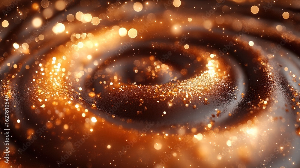 Obraz premium Abstract Swirls of Chocolate and Caramel with Glossy Bubbles