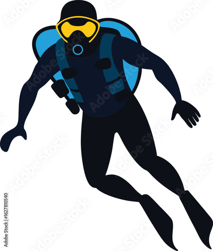 scuba diver isolated silhouette