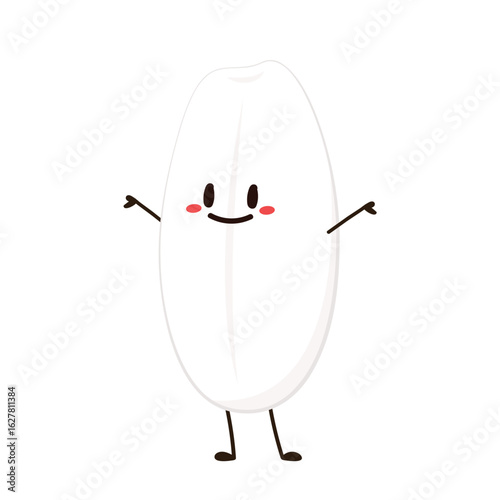 Paddy character design. rice vector on white background. rice seed.