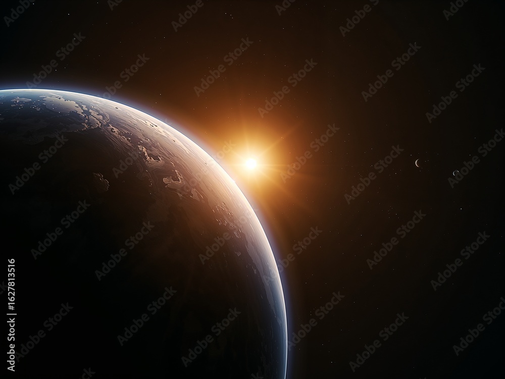 Fototapeta premium Erdkugel und die Sonne