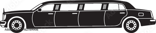 Black and White Limousine Silhouette Ideal for Luxury Transportation Theme and Party Invitations or Wedding Events Promotion