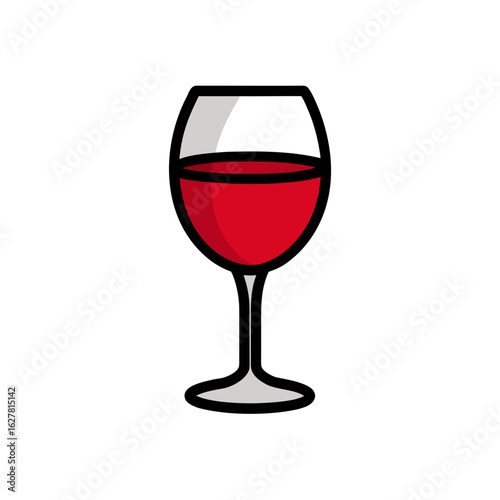 Stylized red wine glass isolated on transparent background