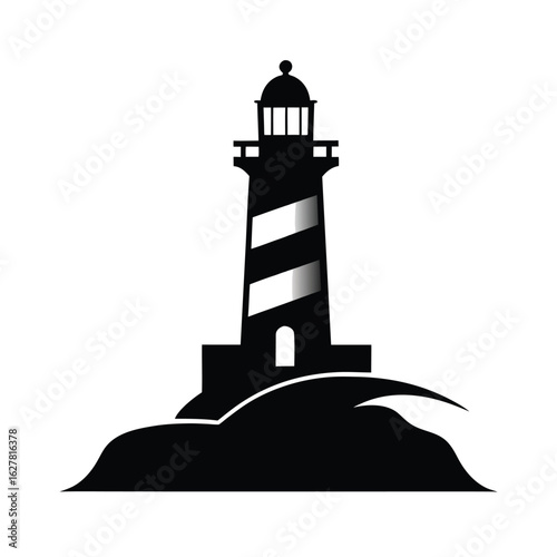 Silhouette of a lighthouse on white background Vector illustration