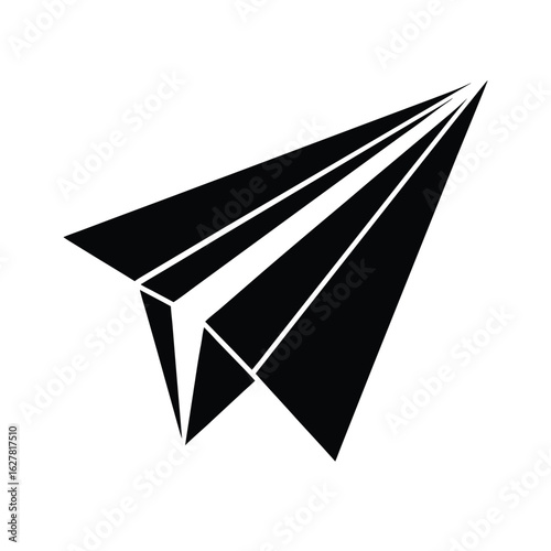 Silhouette of a paper plane on white background Vector illustration