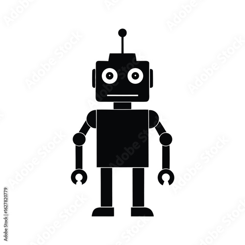 Silhouette of a toy robot on white background Vector illustration