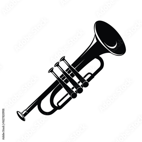 Silhouette of a trumpet on white background Vector illustration