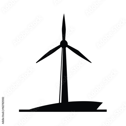 Silhouette of a wind turbine on white background Vector illustration