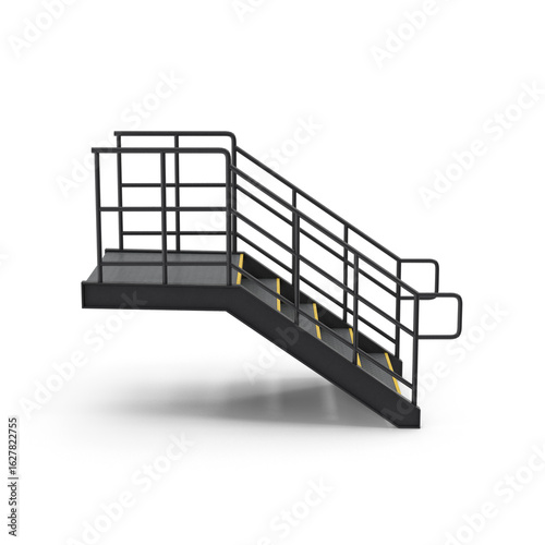 Foto Industrial Metal Staircase with Yellow Steps Isolated on Transparent Background