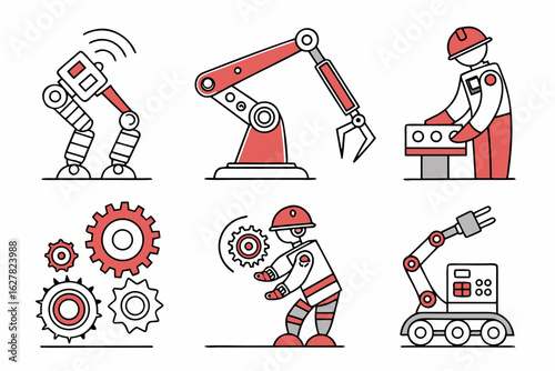 Robots and workers in industrial automation and manufacturing
