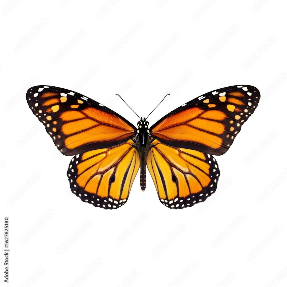Fototapeta premium Beautiful monarch butterfly with intricate wing patterns isolated on transparent background