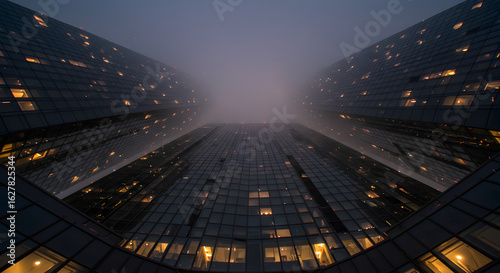 Wallpaper Mural Foggy Metropolis: Skyscrapers Piercing the Night Torontodigital.ca