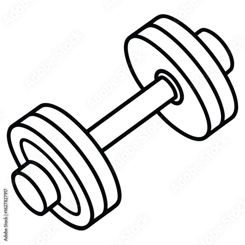 Black outline of a dumbbell with stacked weights weightlifting exercise