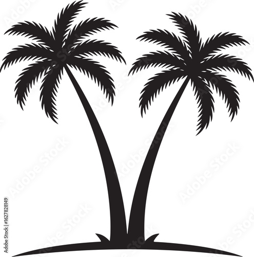 Tropical Palm Trees Silhouette Illustration for Summer Vacation and Island Getaways with Exotic Flora and Holiday Destinations