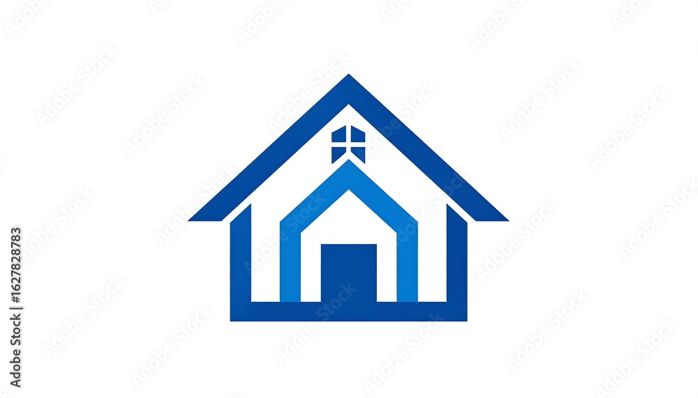 Fototapeta premium Abstract blue house graphic