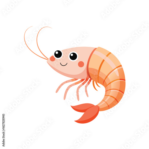 vector illustration of a cartoon shrimp