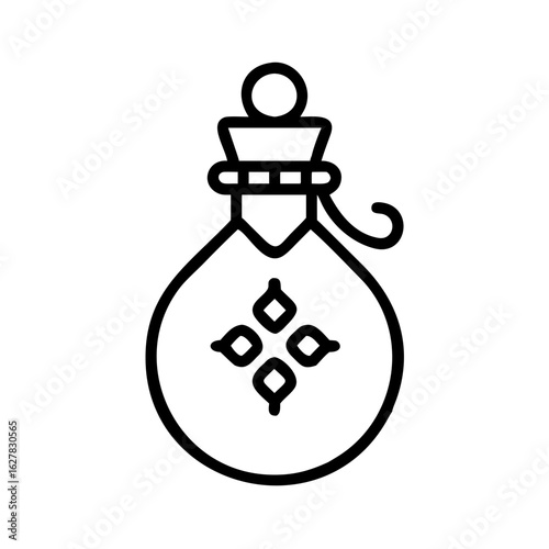 Rare powder flask icon with decorative patterns on transparent background