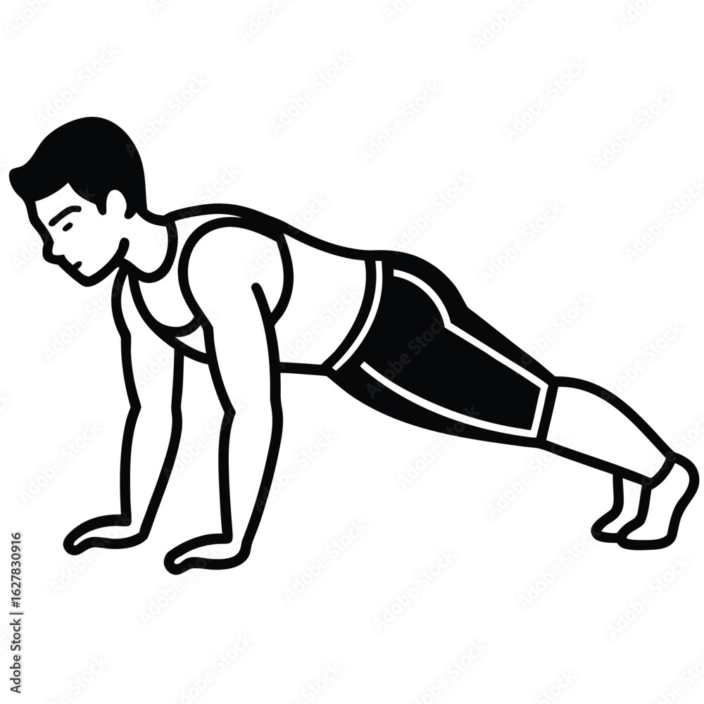 Fototapeta premium Man performing push up exercise fitness workout