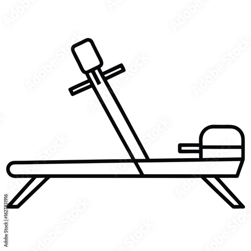 Rowing machine exercise equipment with black outline fitness workout