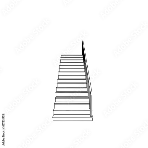 Illustration of a straight staircase with handrail on a white background