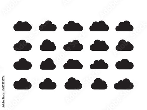Collection of cloud silhouettes vector isolated on white background
