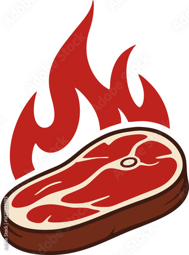 Flaming Steak Illustration: BBQ Ready