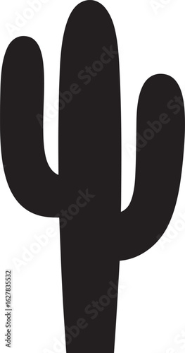 Silhouette of a Cactus with Two Arms on a Transparent Background for Desert-Themed Designs