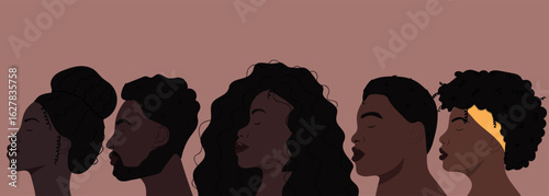 Portraits of african american people. Black Awareness Day or Dia da consciencia negra, Black history month banner. 