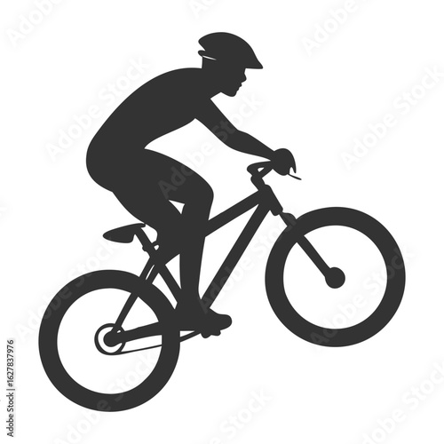 Sleek black silhouette of a cyclist with helmet, ideal for sports, fitness, or outdoor-themed designs.