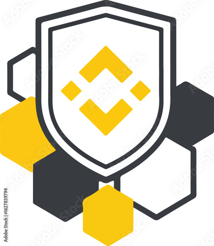 Secure digital currency shield icon representing cryptocurrency protection. A flat design vector illustration symbolizing financial technology safety and blockchain asset security.