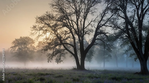 Wallpaper Mural Tranquil Dawn Scene with Mist and Gentle Light Torontodigital.ca