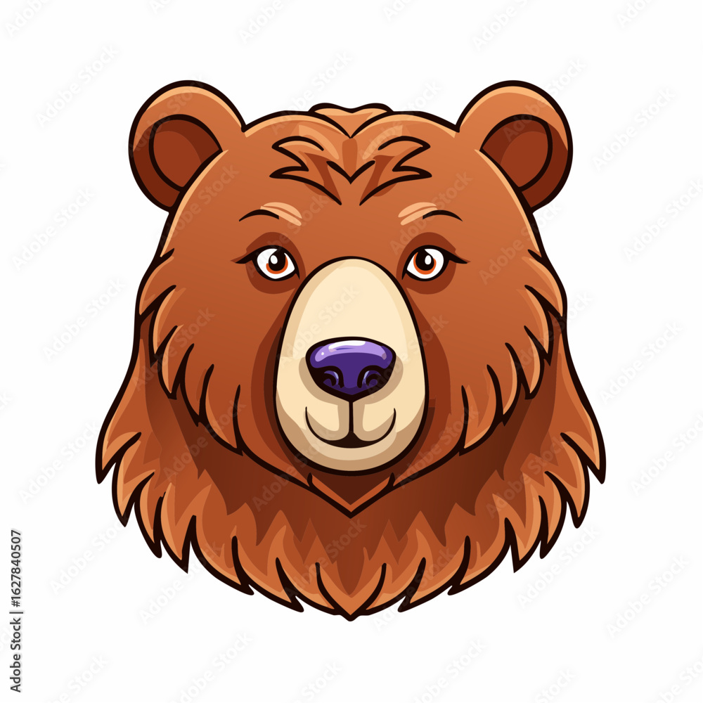 Obraz premium Cartoon Bear Head Illustration with Friendly Expression and Distinctive Features