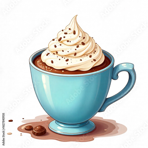 Hot chocolate with cream during Christmas winter time