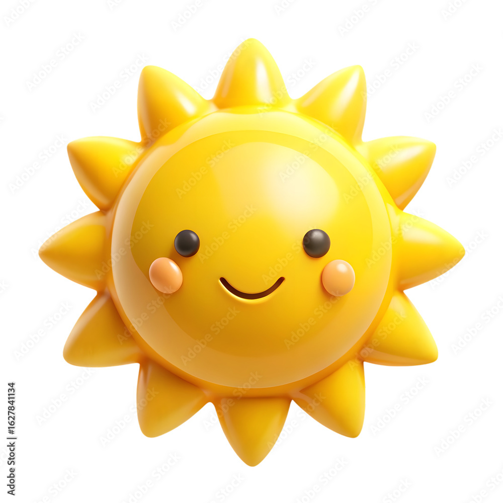 Fototapeta premium Cute Smiling Sun Character Art Illustration