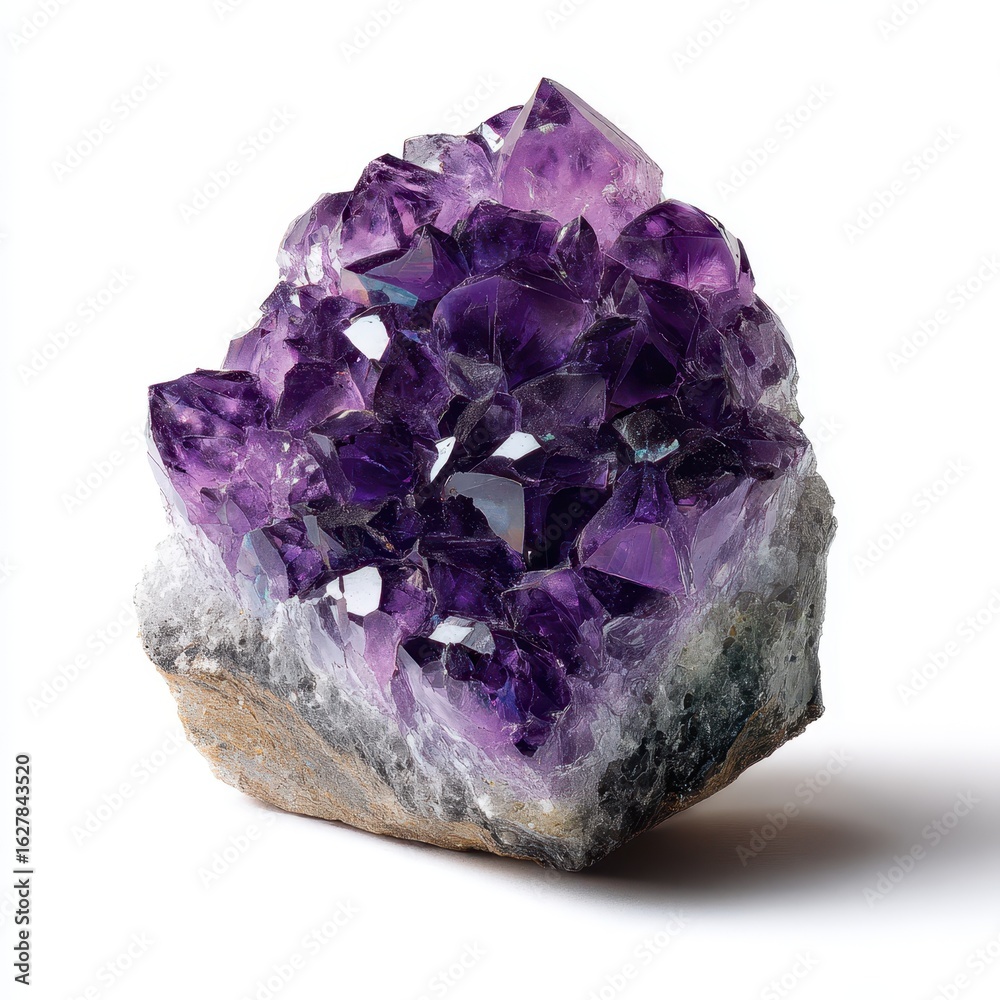 Fototapeta premium Deep purple amethyst cluster, raw crystal