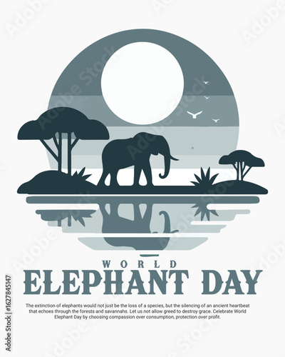 World Elephant Day Illustration – Wildlife Conservation, Nature Protection and Save Elephant Awareness	
