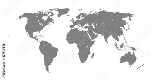 World Map Vector with Country Borders