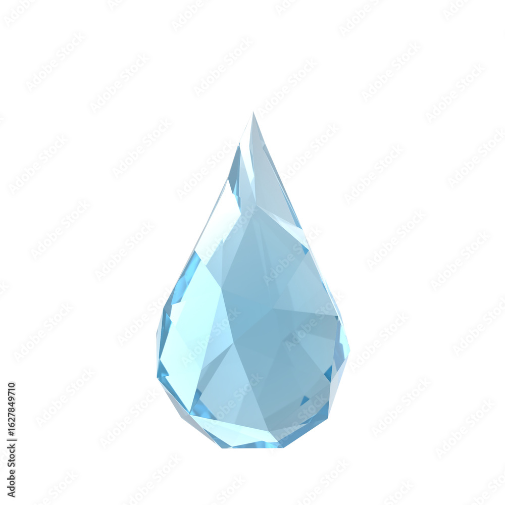 Obraz premium Low Poly Water Drop Shape Isolated on Transparent Background