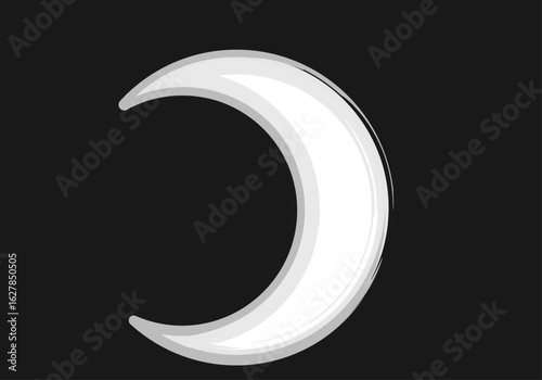 Media luna blanca de trazo de pincel en fondo negro