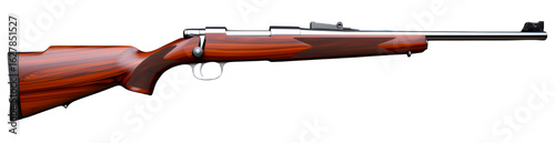 Wooden Rifle with Transparent Background, 3D Realism Design Element
