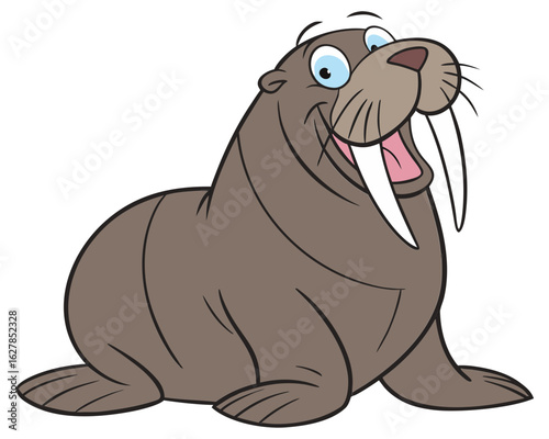 Cute Walrus Cartoon Vector - Isolated on Transparent PNG