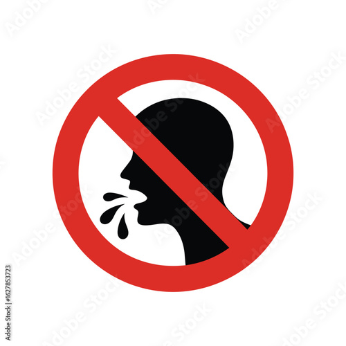 Prohibited Spitting Icon Black and White Sign Vector Illustration

